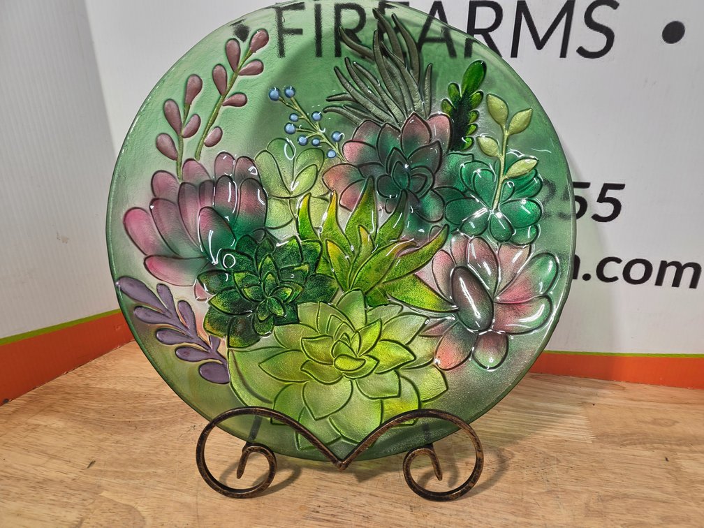Glass Decorative Bird Bath w/ Stand
