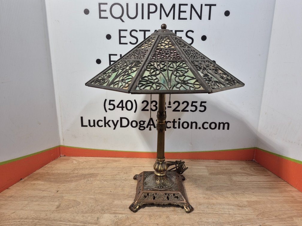 Stained Glass Lamp W/Metal Base Measures - 20" Tall 