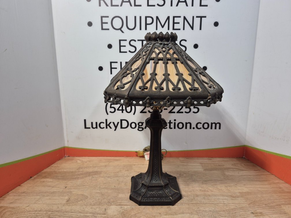 Stained Glass Lamp W/Metal Base Measures - 20" Tall 