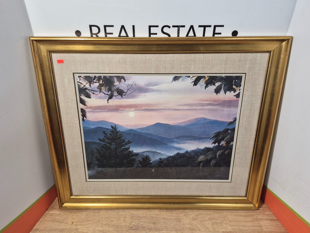 Jim Gray Framed Water Color Print Signed Dated 1987 Measures - 26"×32"