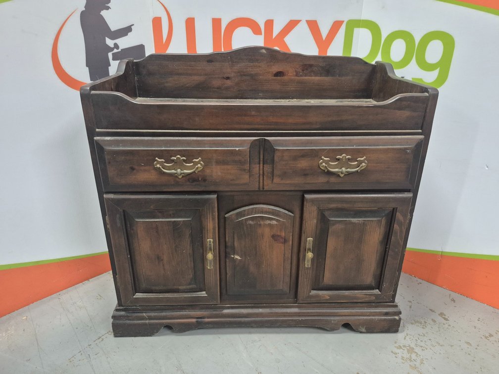 Wooden Dry Sink W/Contents Measures - 37.5" Tall × 38.25" Wide × 19" Deep