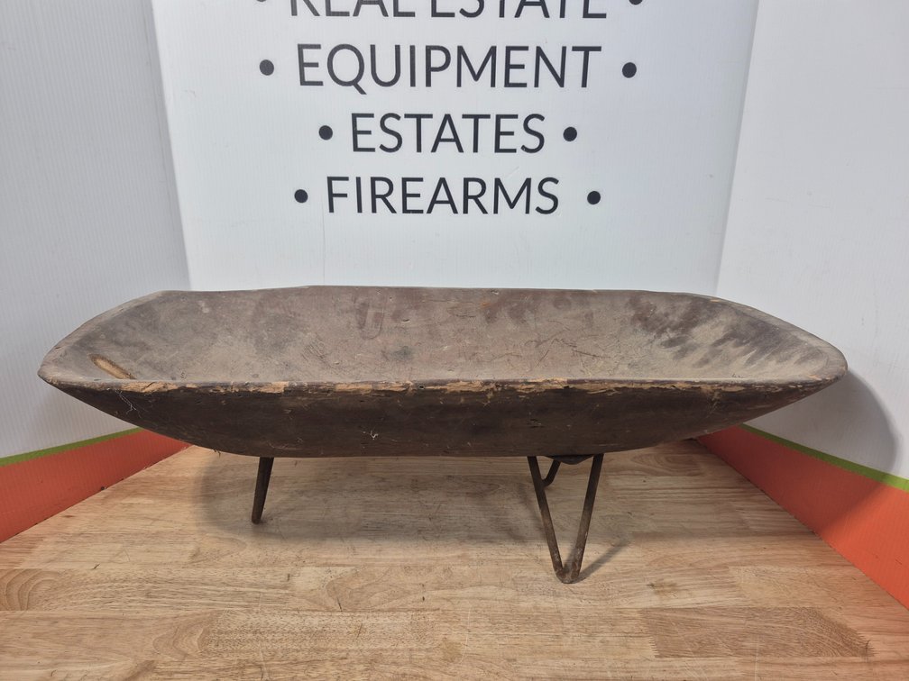 Vintage Hand Carved Wooden Bowl W/Legs Measures - 11" Tall × 33.75" Wide × 14.5" Deep