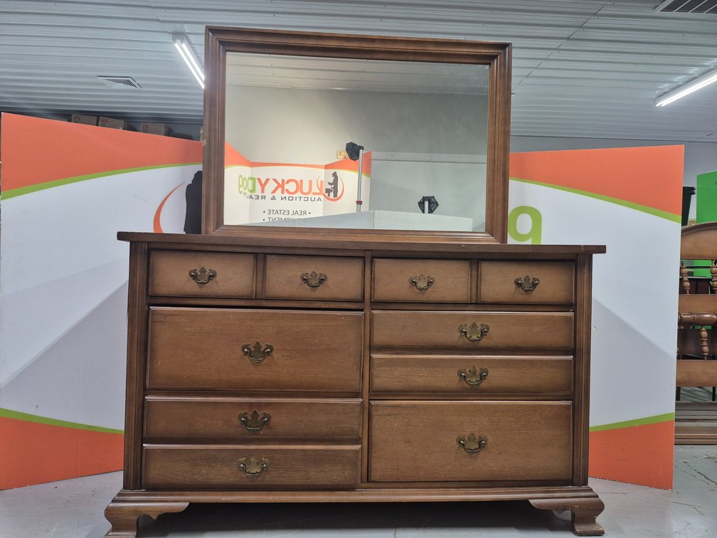 Dixie Wooden Dresser W/Mirror Measures - 63.5" Tall × 54.5" Wide × 19" Deep