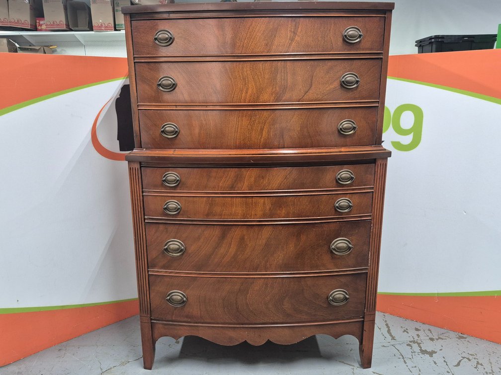 Bow Front Chest on Chest made by Dixie Furniture - Measures - 53" Tall × 34" Wide × 19" Deep