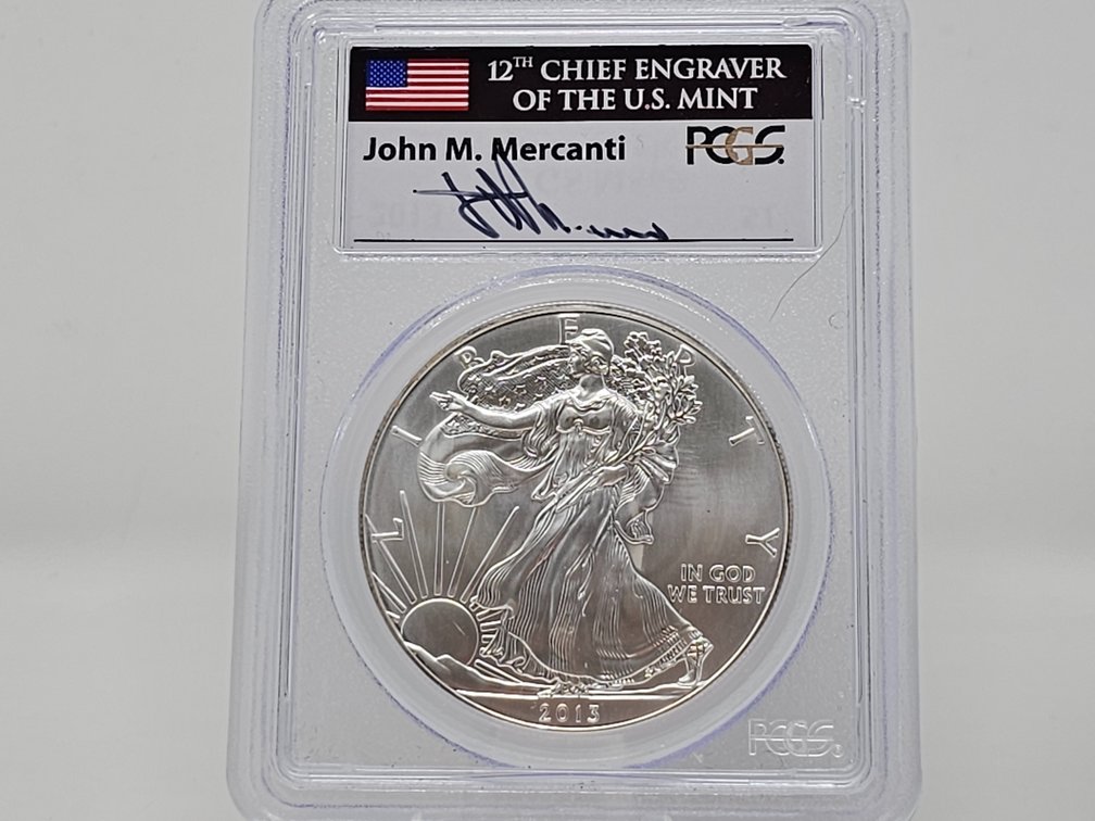 2013 American Silver Eagle - Signed by John M. Mercanti - PCGS MS 69 - First Strike 