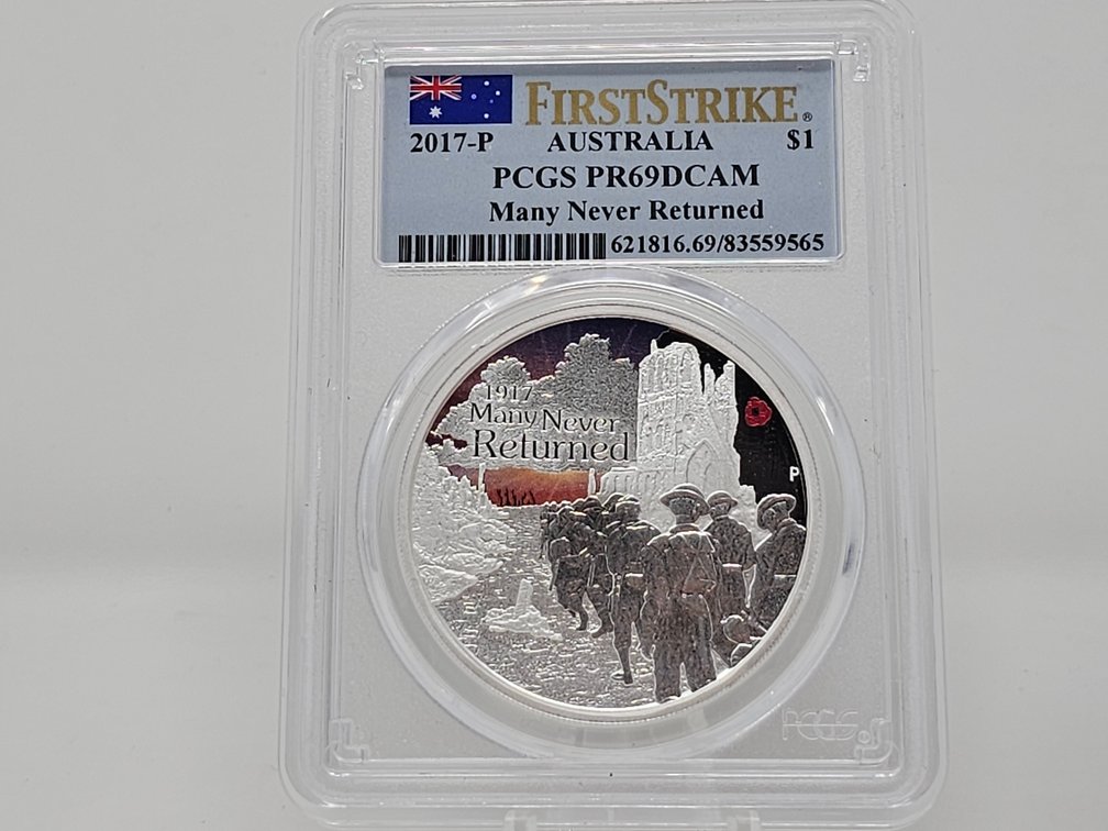 2017-P Australian Silver Dollar - Many Never Returned 100 Anniversary - PCGS PR69DCAM First Strike