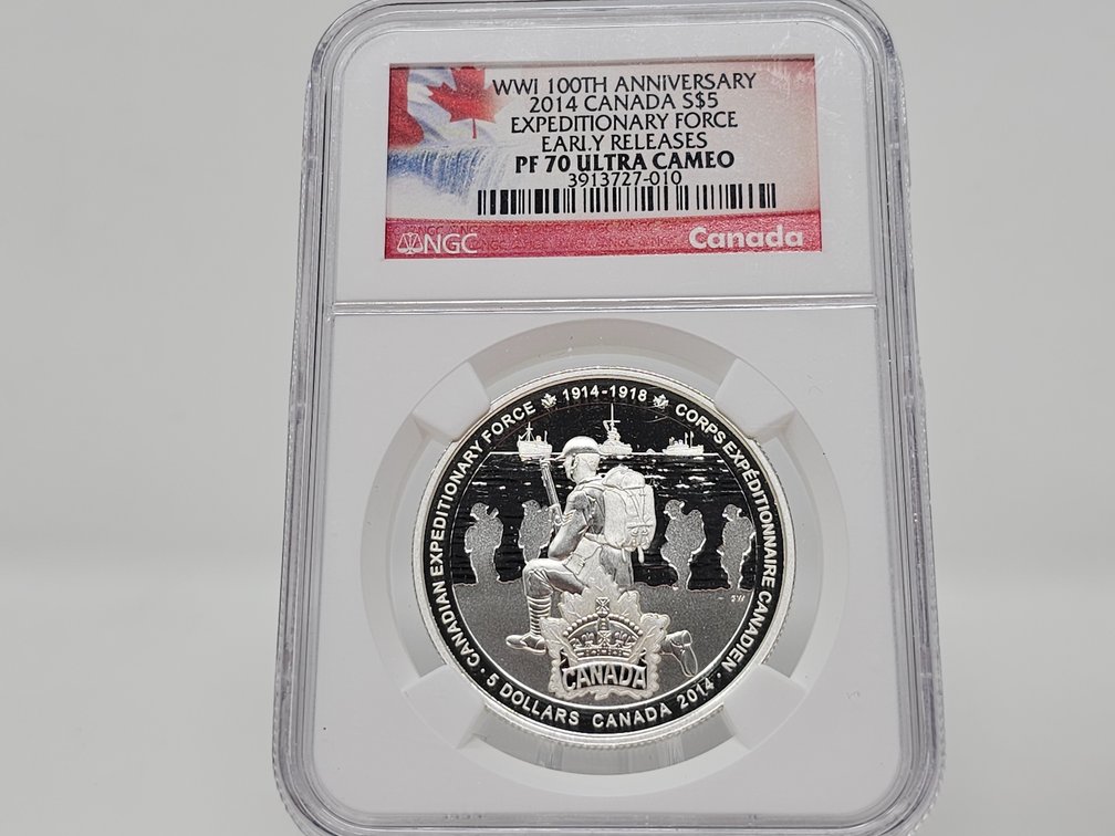 2014 World War One Anniversary Canada $5 Expedition Force - Early Releases - NGC PF 70 Ultra Cameo 