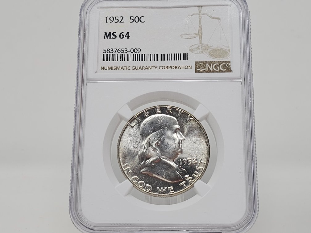 1952 Franklin Silver Half Dollar - NGC MS 64