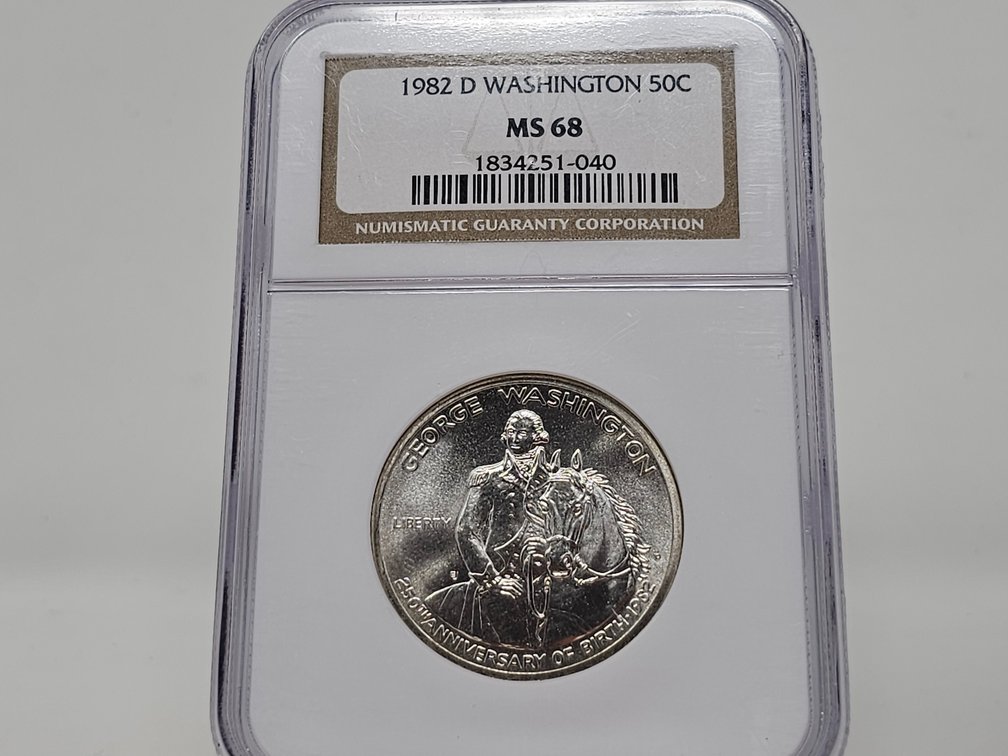1982-D George Washington 250th Anniversary of Birth Silver Commemorative Half Dollar - NGC MS 68