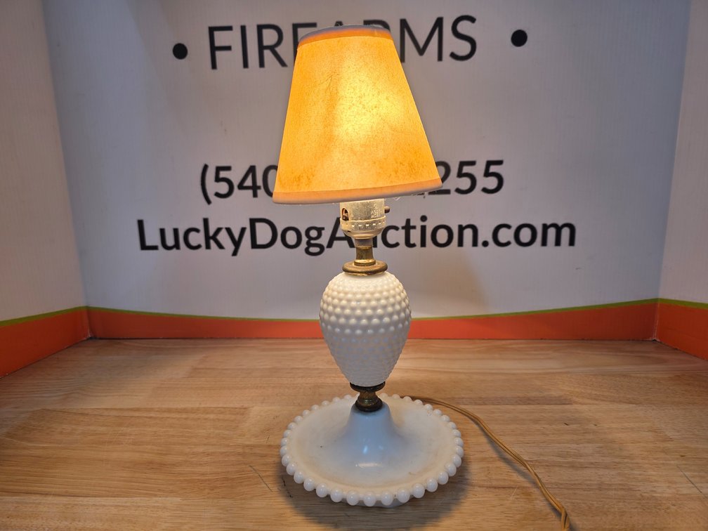 Hob Nail Milk Glass Lamp