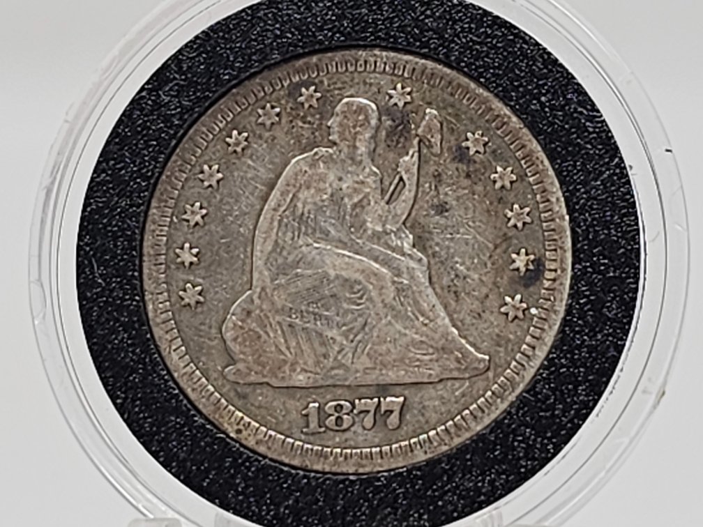 1877 Seated Liberty Silver Quarter w/ Capsule 
