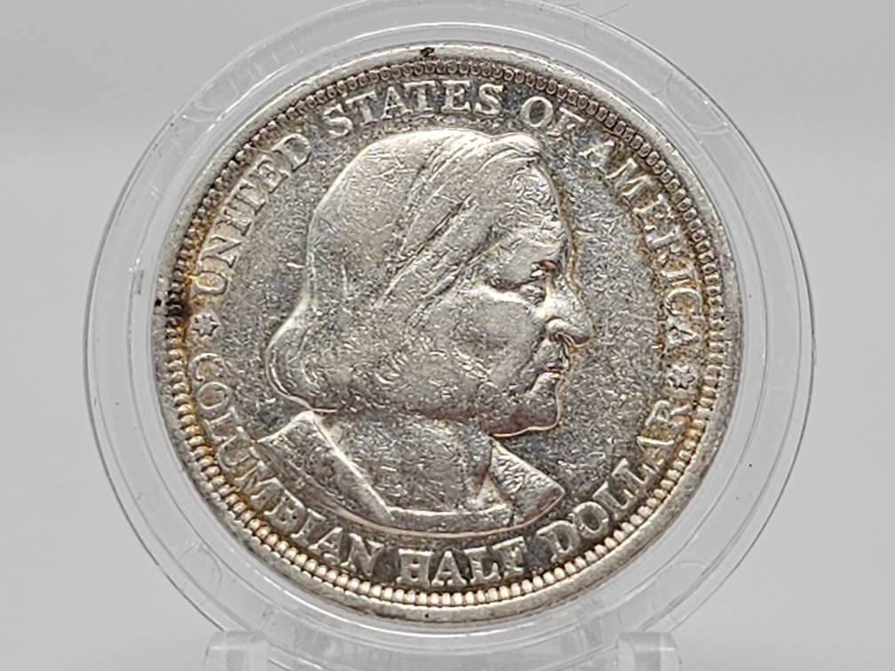 1893 Columbian Exposition Commemorative Silver Half Dollar w/ Capsule 