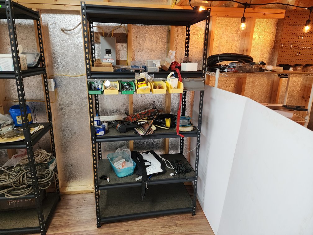 Shed Shelf Contents - Hardware Organizers - Screws - Wire - Signs - Shelf Included