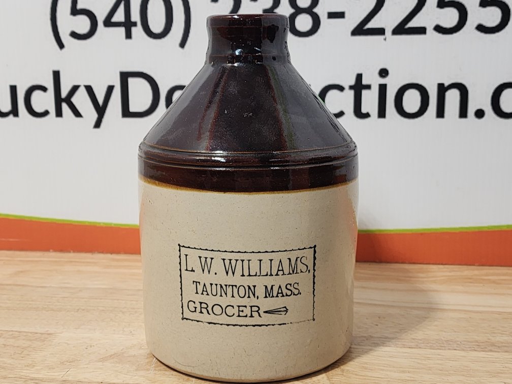 L.W. Williams Taunton Mass Grocer Jug 