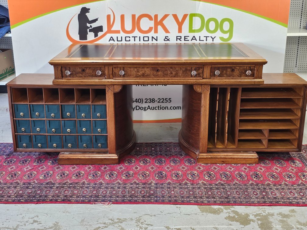 Antique Walnut Wooton Rotary Desk - Rare Piece - Measures 32" Tall x 60" Wide x 33" Deep w/ Key