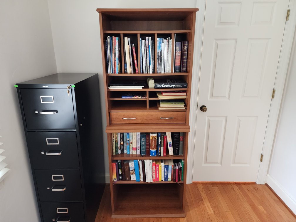 Office Bookshelf/Organizer w/ Books and Office Supplies