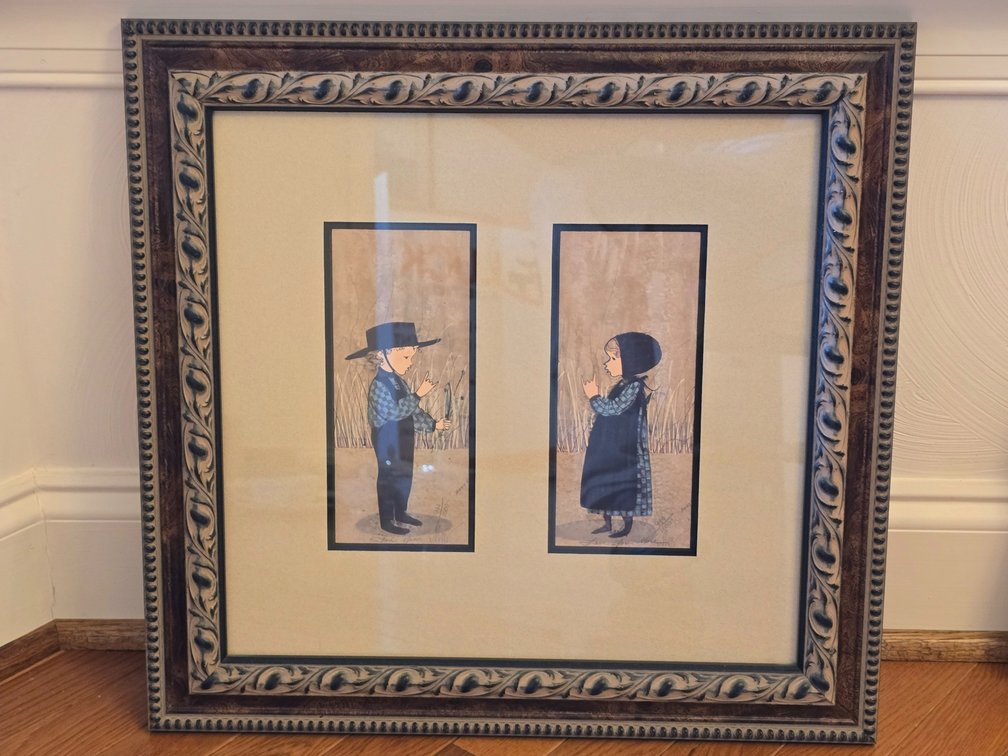 P Buckley Moss Framed Print - Approx. 18" x 18"