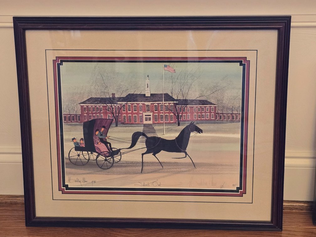 P Buckley Moss "Schools Out" Framed Print - Approx. 20"x 20"
