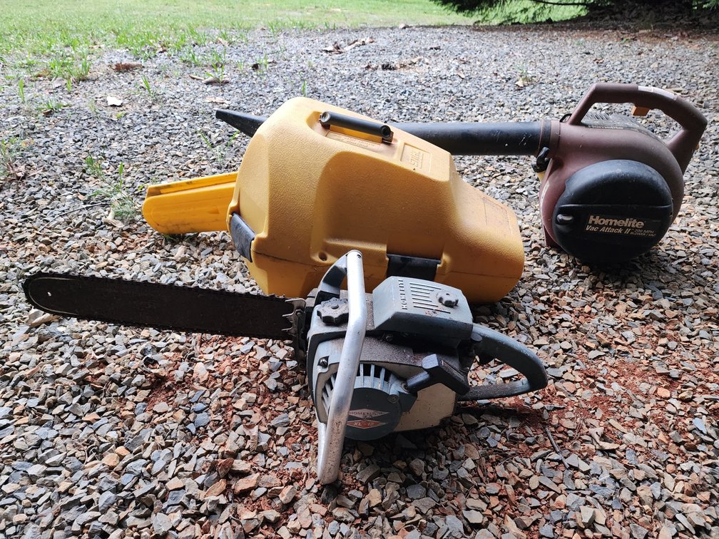 Homelite XL-12 Chainsaw - Stihl Plastic Chainsaw Case - Homelite Vac Attack Leaf Blower