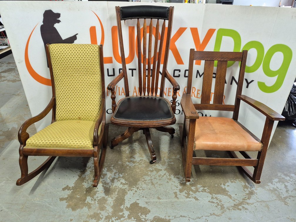 Vintage Wooden Office Chair and Rocking Chairs