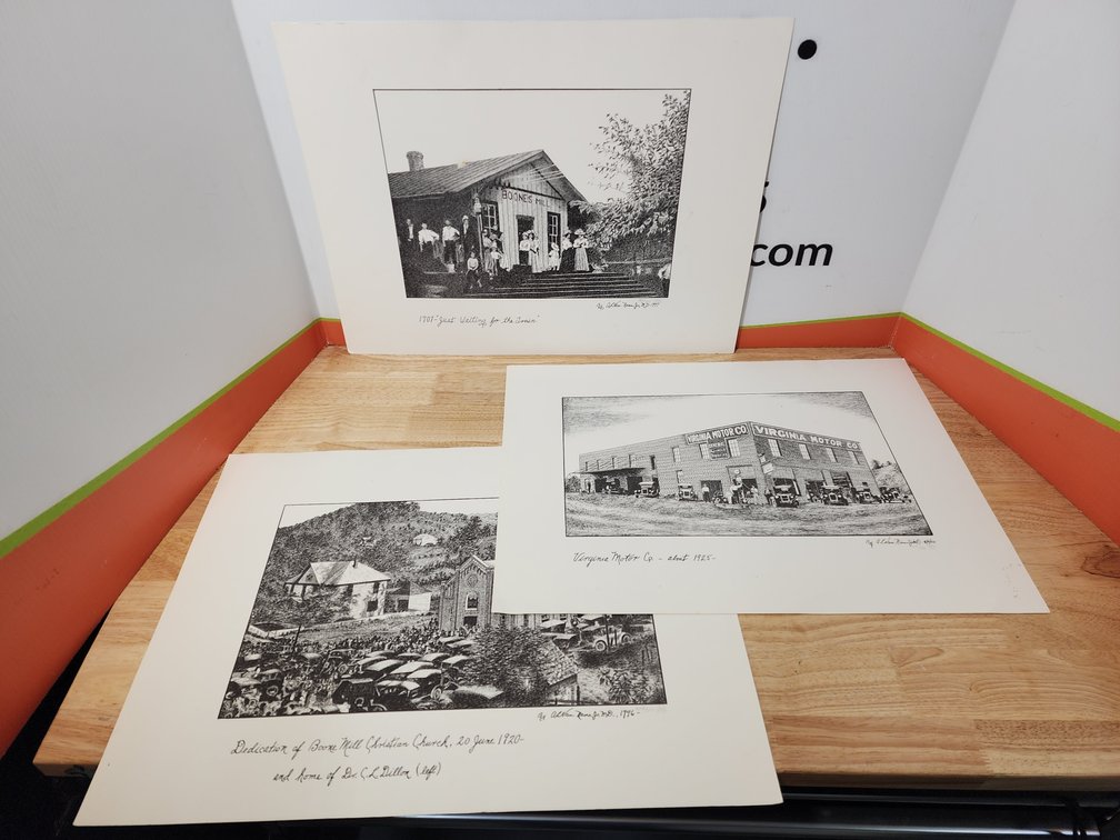 Boones Mill VA Art Prints (3) Included Measure 23" x 17" 