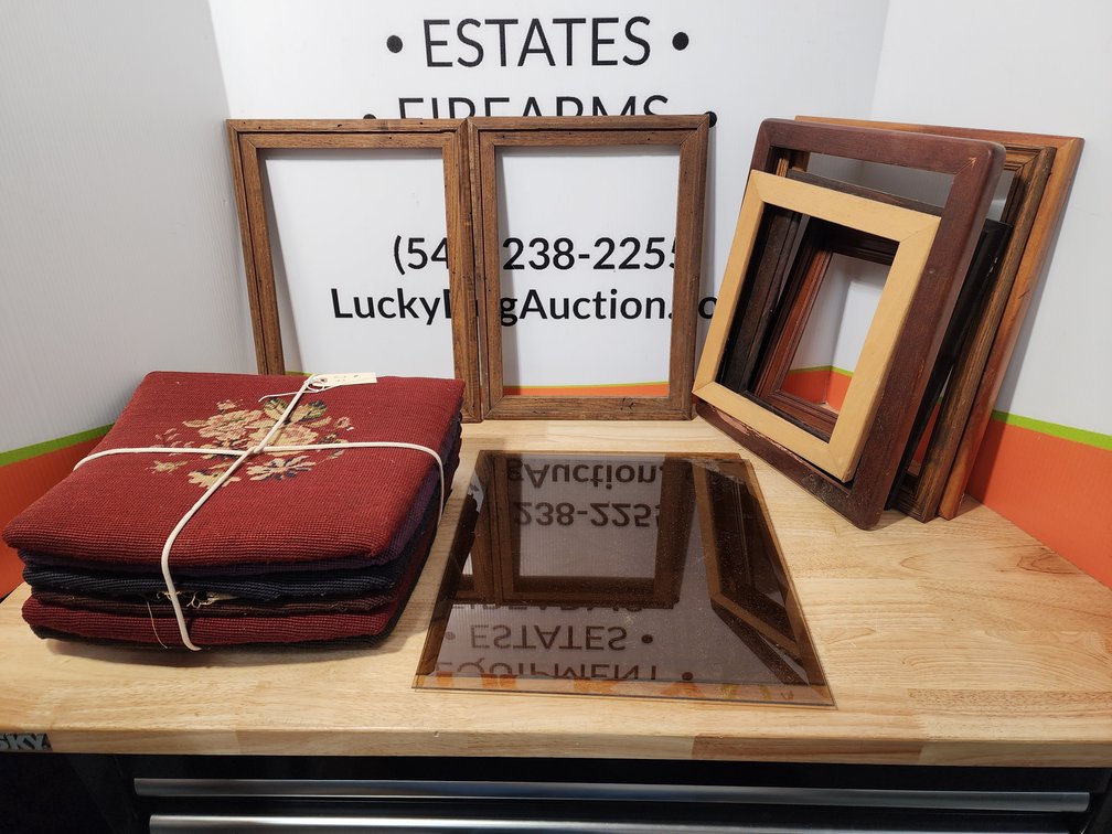 (6) Chair Seat Bottoms/Cushions - (2) Shaded Glass Pieces - Picture Frame Parts