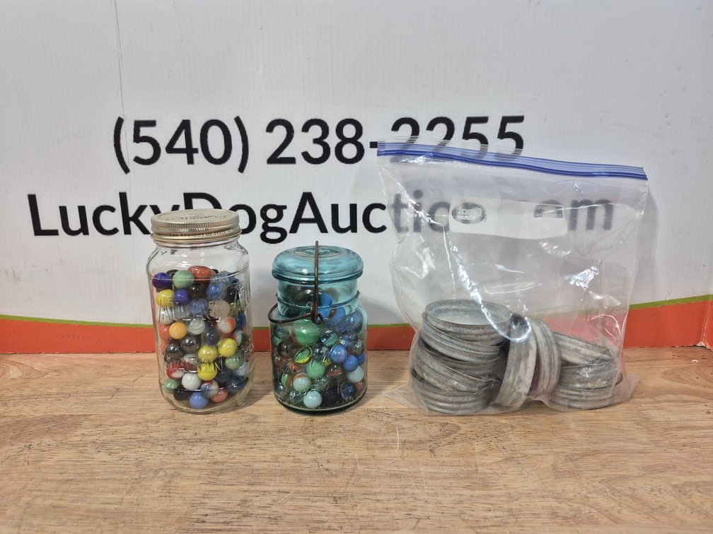 Mason Jars W/Marbles and Zinc Jar Lids