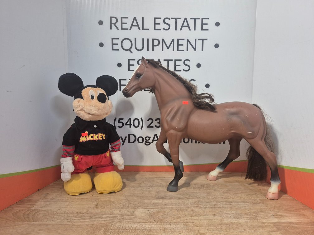 Battery Operated Mickey Mouse 17.5" Tall and Large Horse Figurine 19.75" Tall