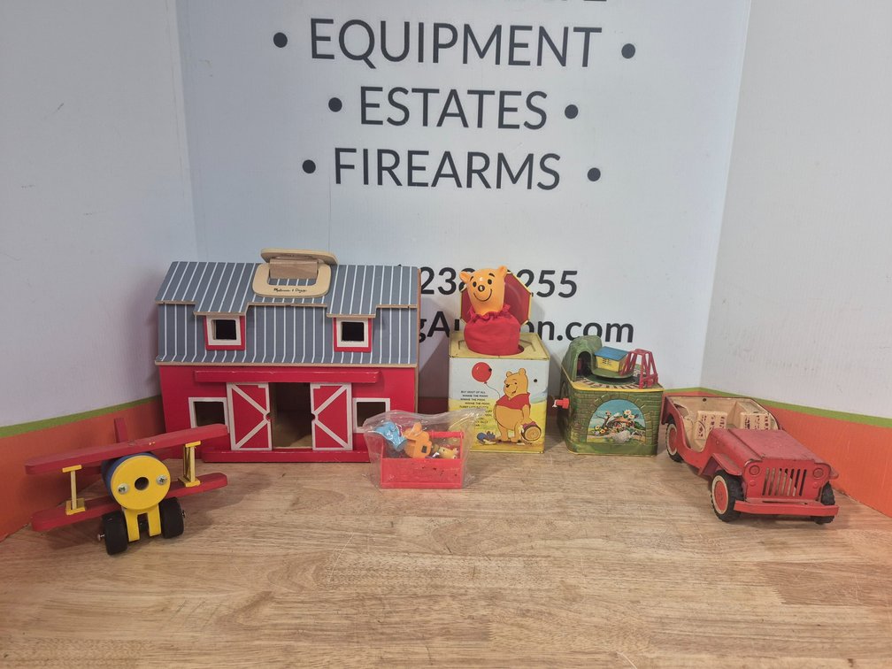 Vintage Toys Winnie-The-Pooh - Metal Tonka Jeep Toy - Wooden Barn and More 