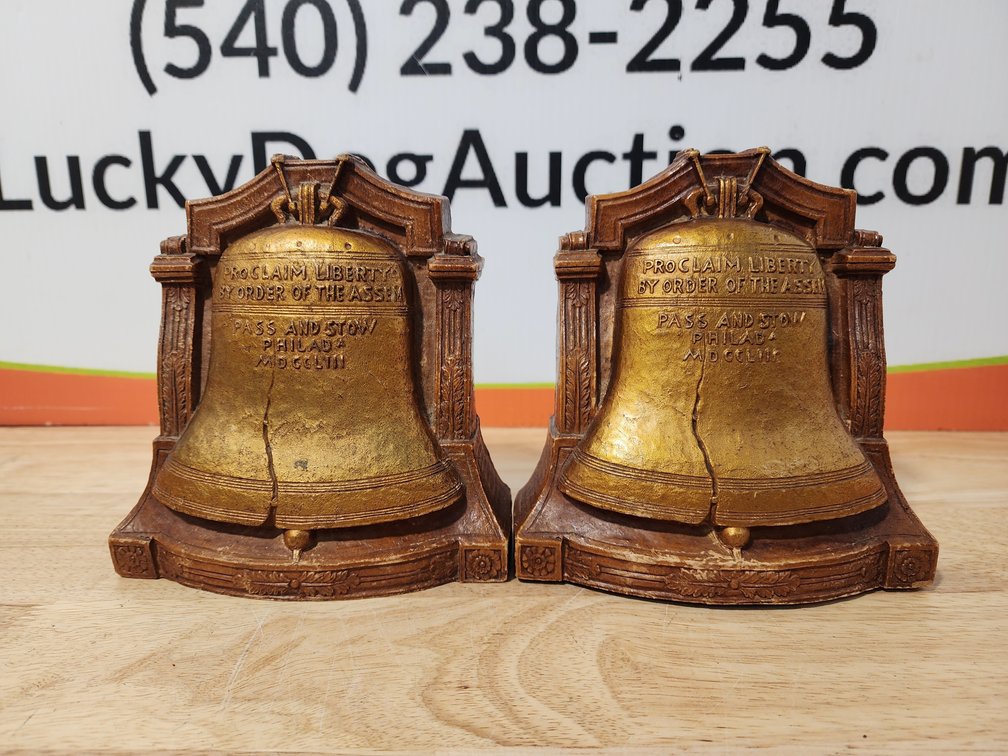 Liberty Bell Wooden Bookends Measure 6" Tall 
