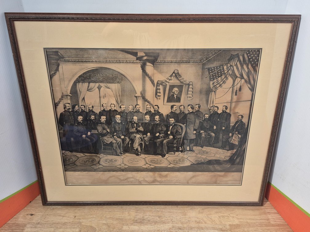 Grant and His Generals Vintage Framed Print Measures - 28.5"×34.5" (Published By Thomas Kelly)