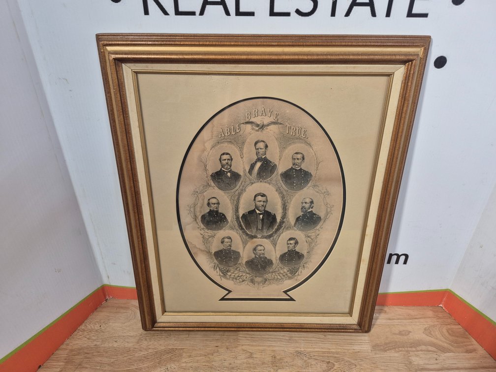 Able - Brave - True Vintage Civil War Union Generals Framed Print Published By J.A. O'Neill and Company N.Y. Measures - 20.25"×24.25"