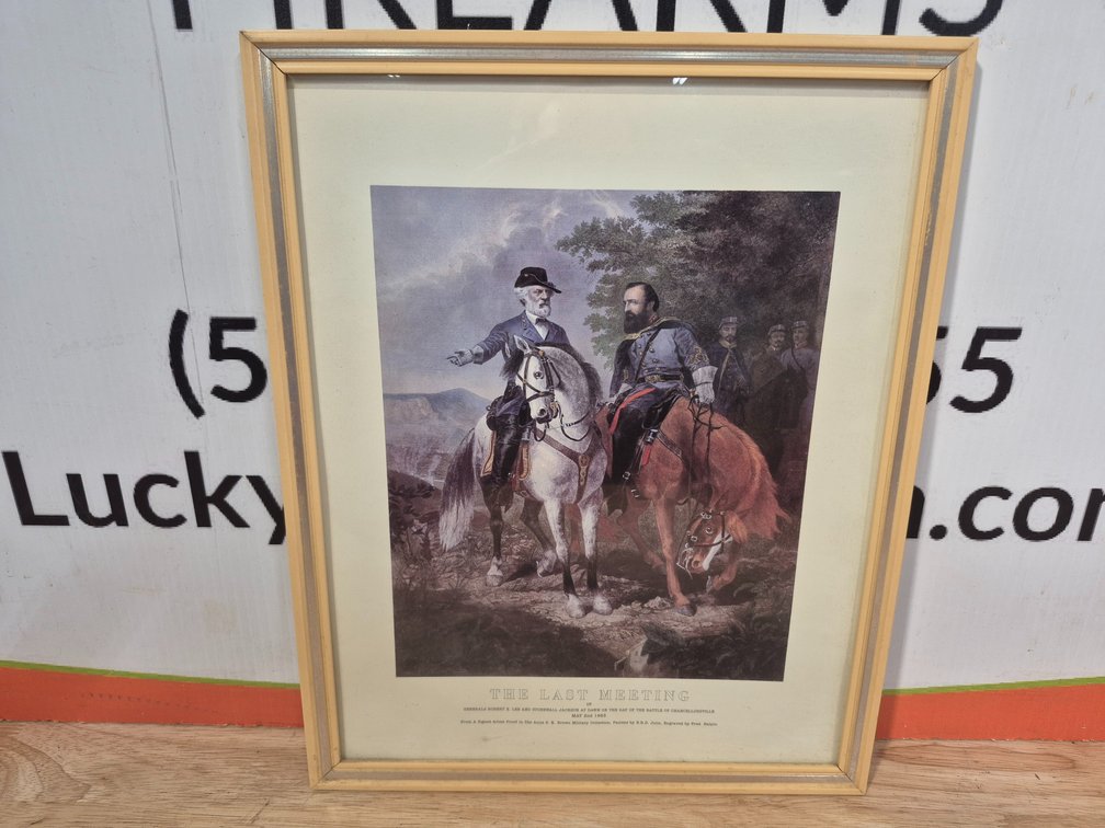 The Last Meeting Generals Robert E. Lee and Stonewall Jackson Framed Print At Dawn Of The Day  Of The Battle Of Chancellorsville May 2nd 1863 Measures - 12"×14.75"