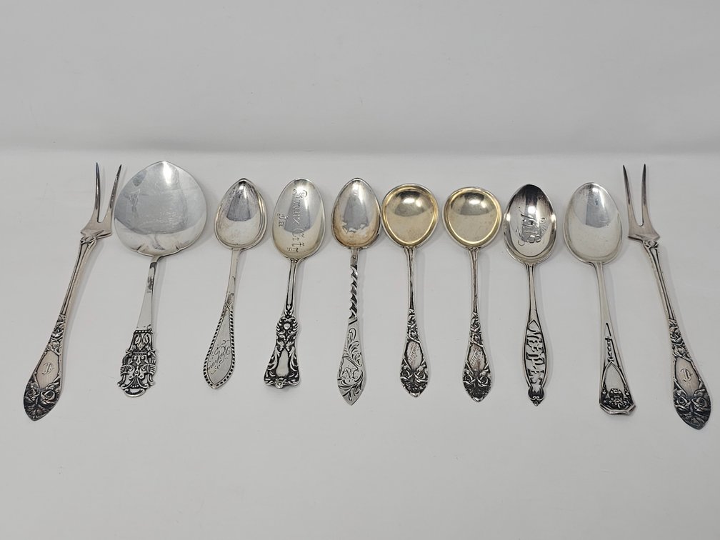 (10) Sterling Silver Spoons/Forks 160 Grams - Melt Value is $180.20 as of 7/15/25 - 10 Pieces Included