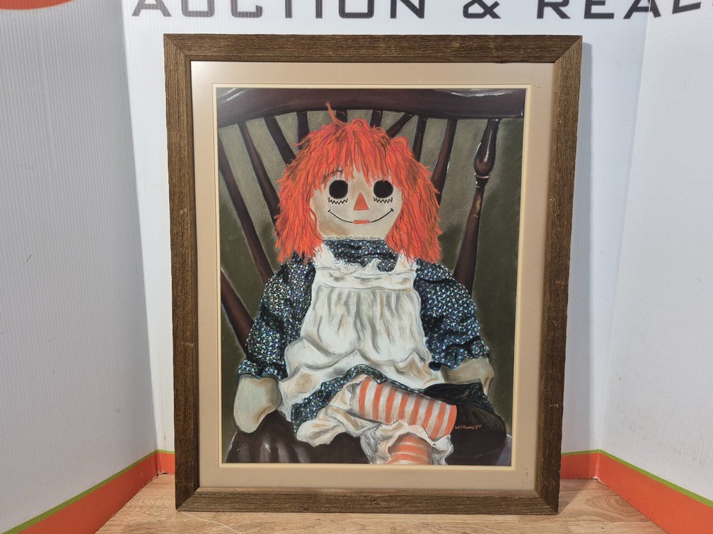 Raggedy Ann Framed Print Measures - 25.25" × 30.75" Signed Williams Dated 1984