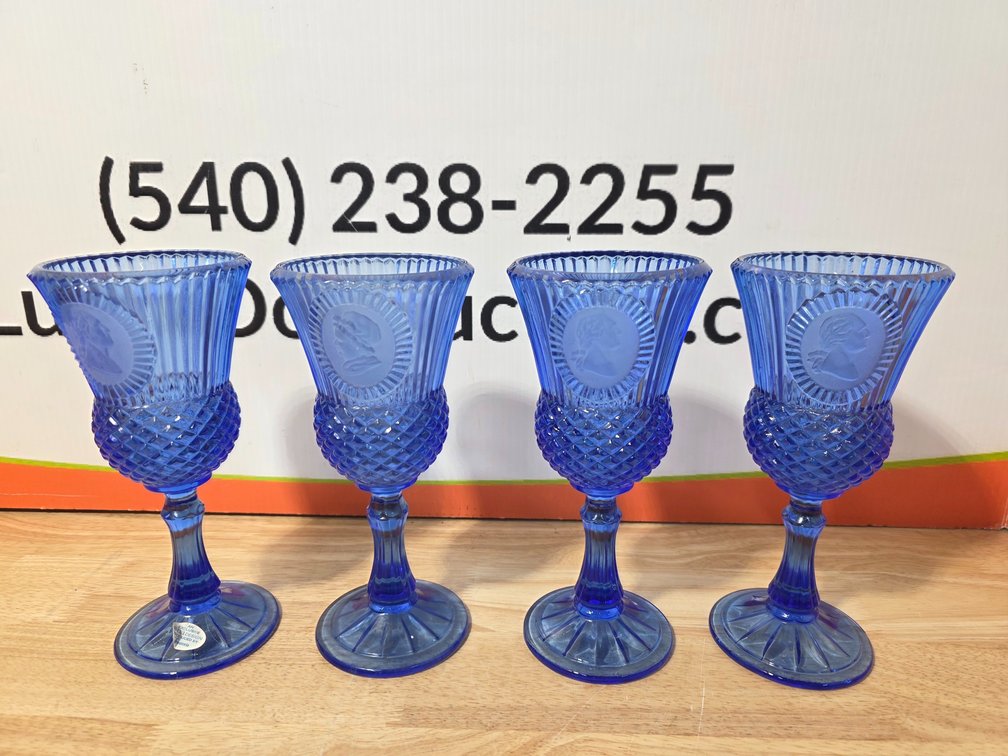 Avon George Washington (4) Cobalt Blue Goblet Fostoria