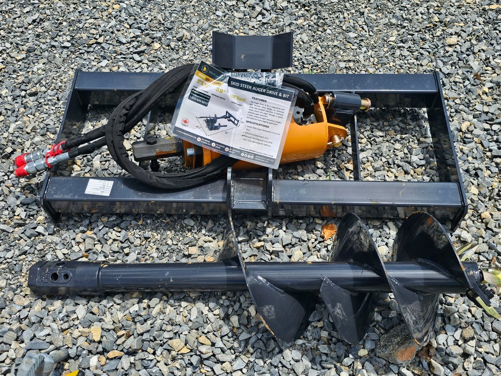 Unused Wolverine Hydraulic Post Hole Digger w/ 12" Auger - Skid Steer Quick Attach - ADB-13-1218R