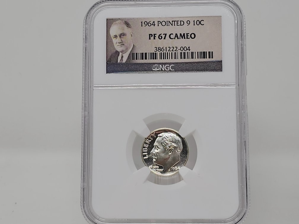 1964 Silver Roosevelt Dime Proof - Pointed 9 - NGC PF 67 Cameo