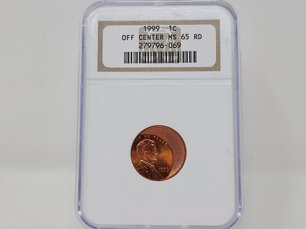 1999 Lincoln Cent - Off Center - NGC MS 65 RD