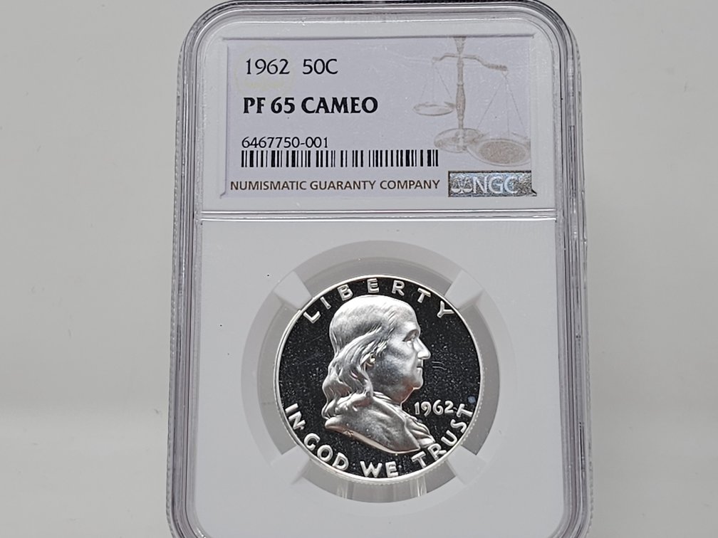 1962 Silver Franklin Half Dollar Proof - NGC PF 65 Cameo