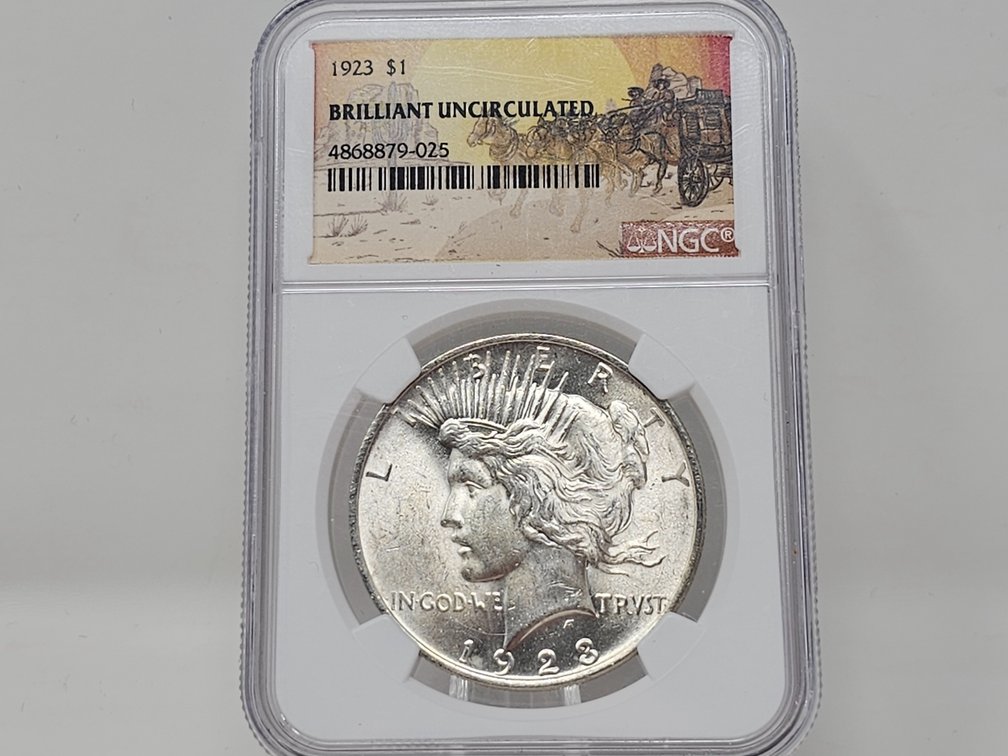 1923 Silver Peace Dollar - NGC Brilliant Uncirculated 