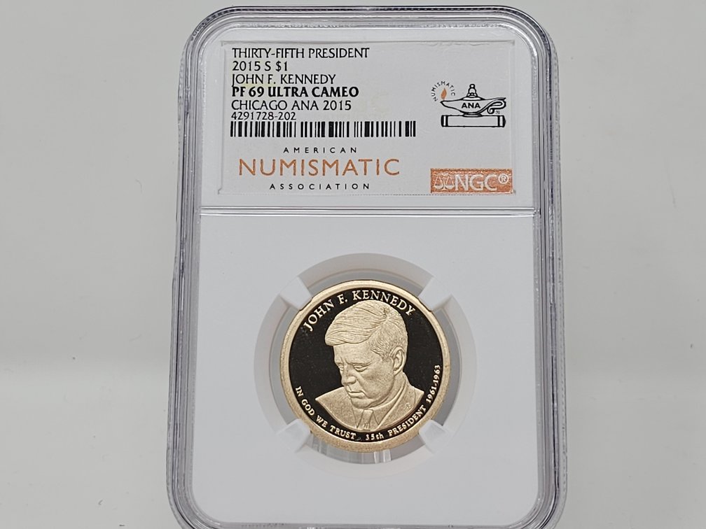 2015-S John F Kennedy Presidental Dollar Proof - 35th President - NGC PF 69 Ultra Cameo