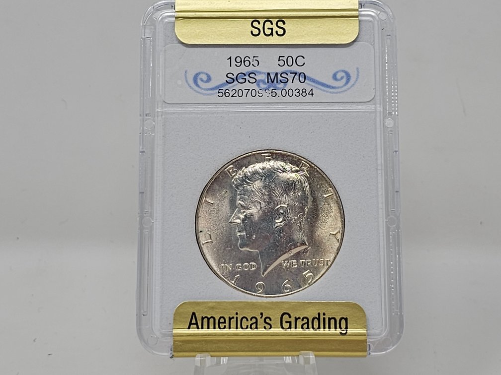 1965 Kennedy Silver Half Dollar - SGS MS70