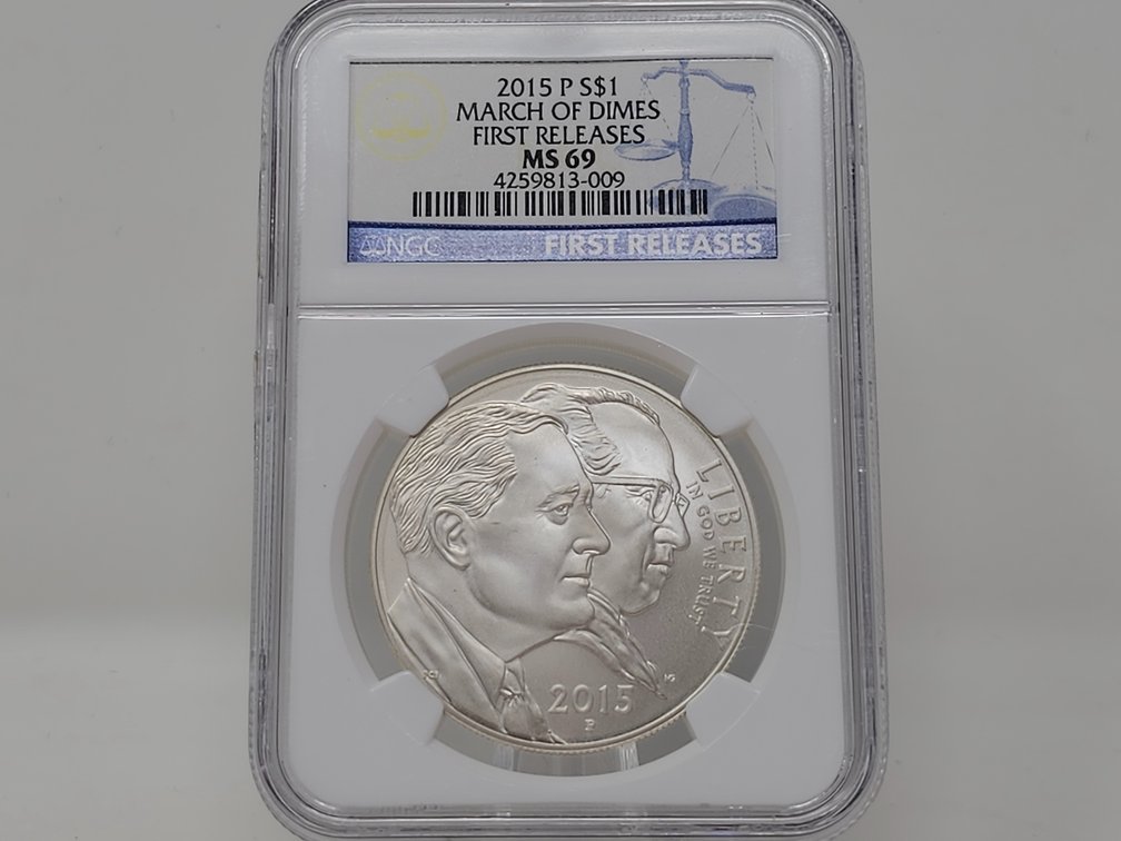 2015-P March of Dimes Silver Dollar - First Releases - NGC MS 69
