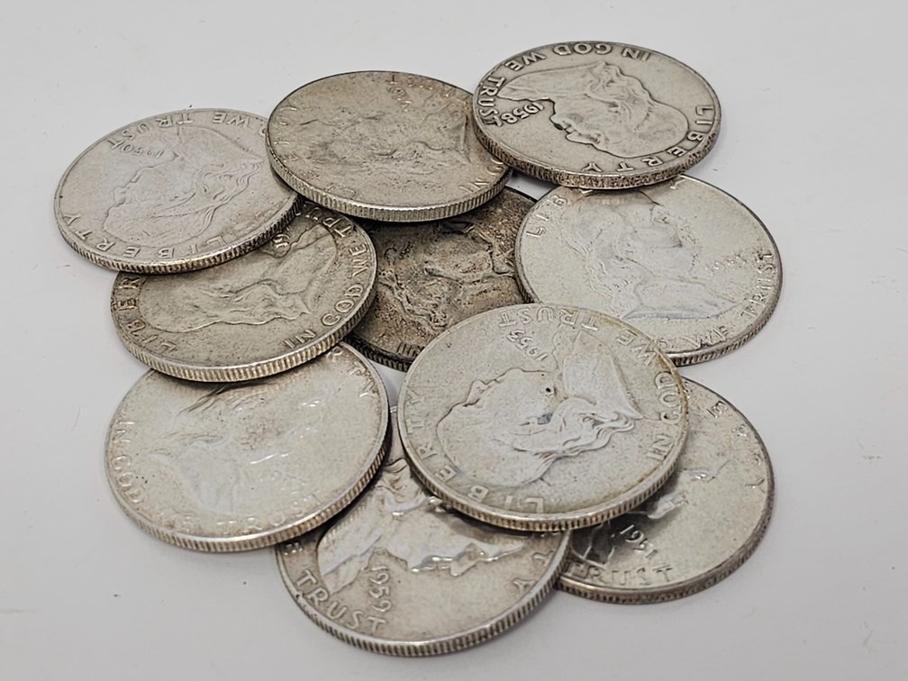 (10) Franklin Silver Half Dollars (Assorted Years/Mints) - 10 Included 