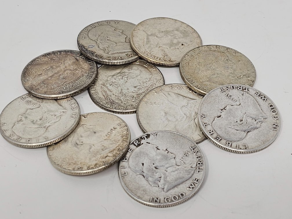 (10) Franklin Silver Half Dollars (Assorted Years/Mints) - 10 Included 