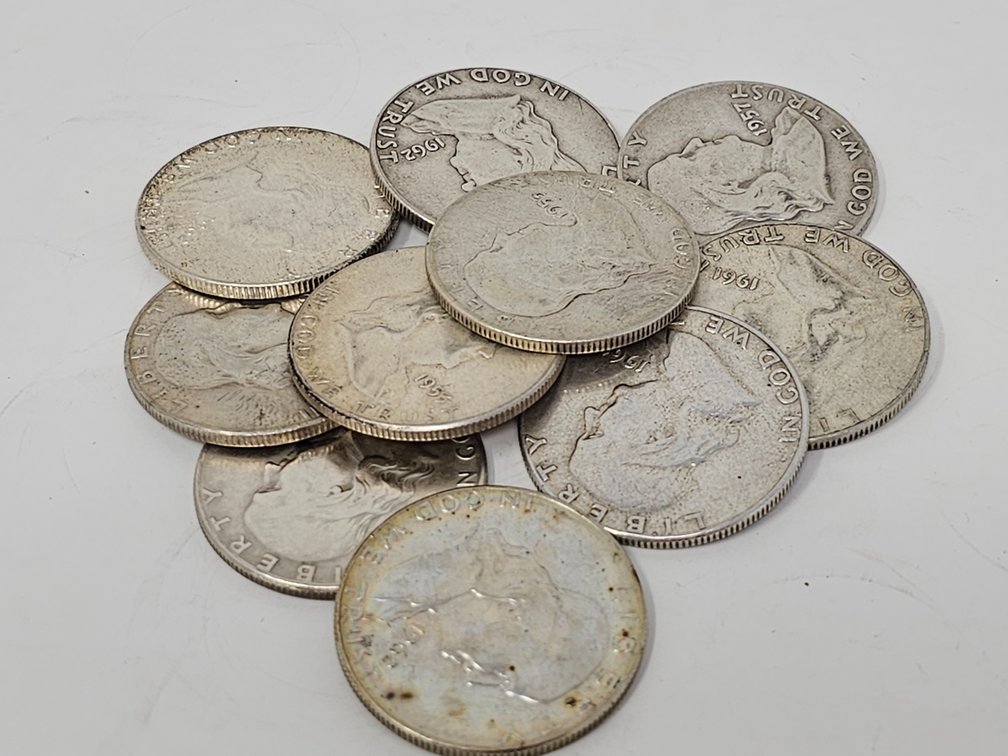(10) Franklin Silver Half Dollars (Assorted Years/Mints) - 10 Included 