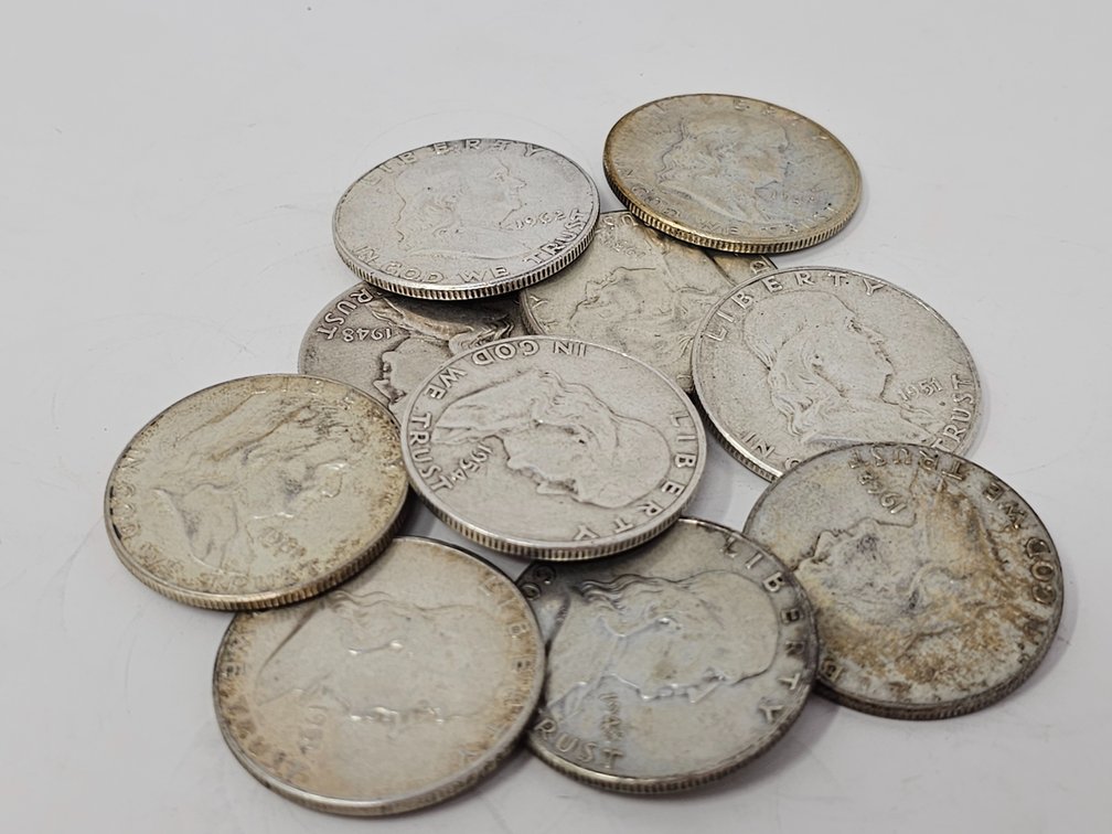 (10) Franklin Silver Half Dollars (Assorted Years/Mints) - 10 Included 