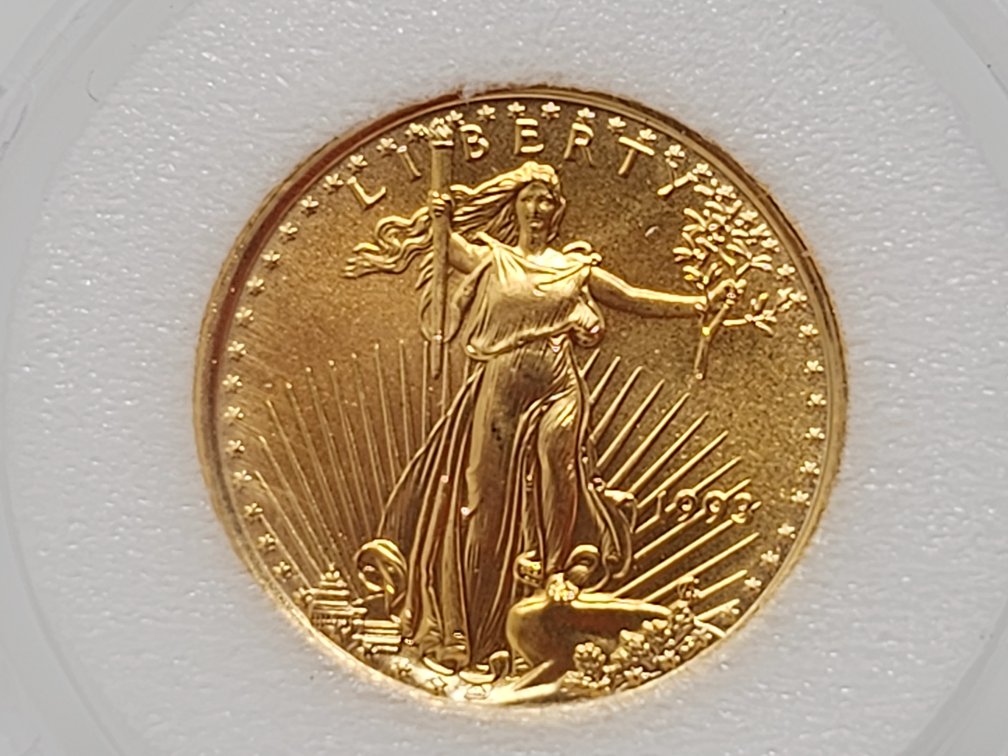 1993 $5 Gold Eagle 1/10th Oz Fine Gold w/ Capsule 