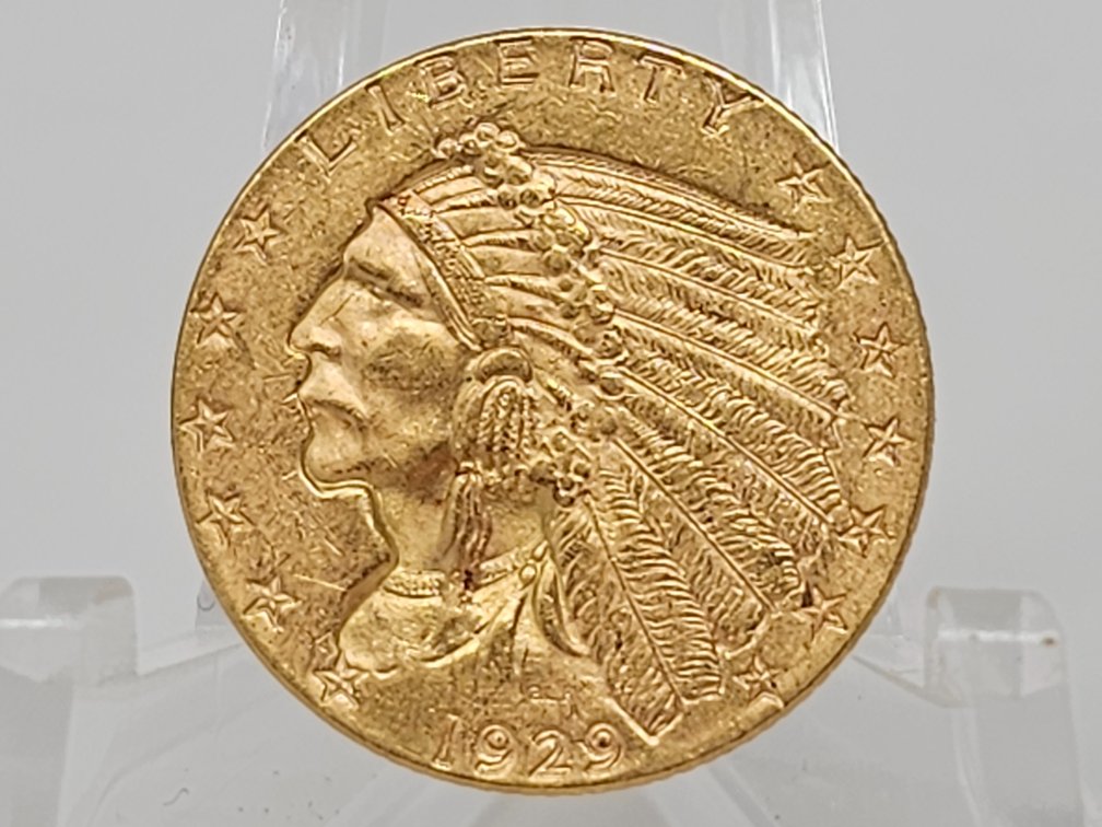 1929 Gold $2.50 Indian Head Quarter Eagle